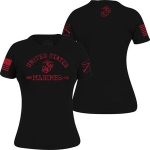 Grunt Style Women's size Medium USMC Est. 1775 T-Shirt Black red utility marine